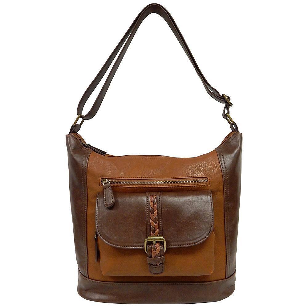 Bueno Harness Braided Shoulder Bag British Tan Bueno Manmade Handbags
