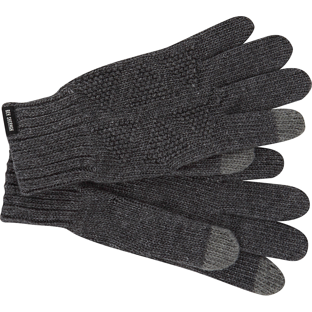 Ben Sherman Textured Knit Glove Charcoal Ben Sherman Gloves