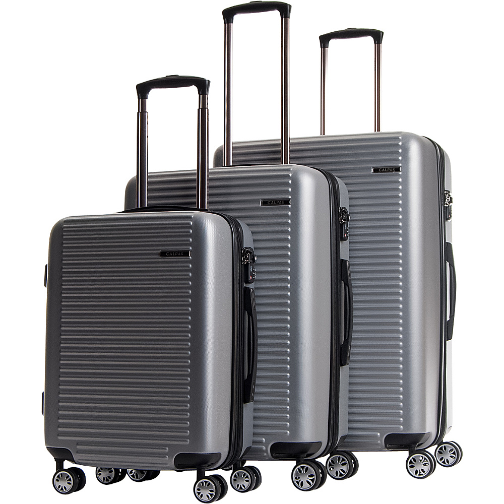 CalPak Tustin Hardside Expandable 3 Piece Luggage Set Silver CalPak Luggage Sets