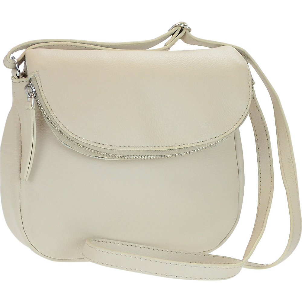R R Collections Genuine Leather Flapover Crossbody Ivory R R Collections Leather Handbags