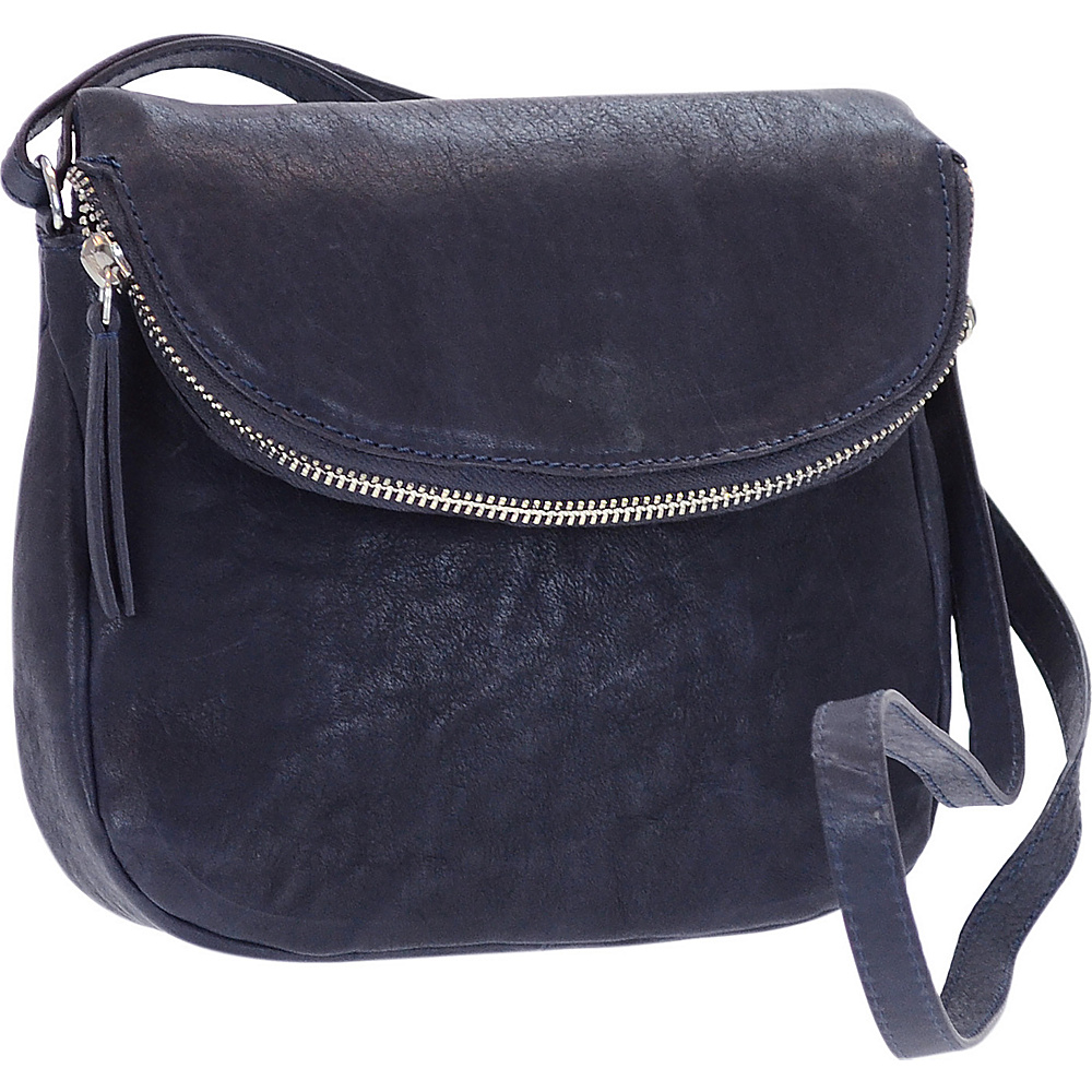 R R Collections Genuine Leather Flapover Crossbody Navy R R Collections Leather Handbags
