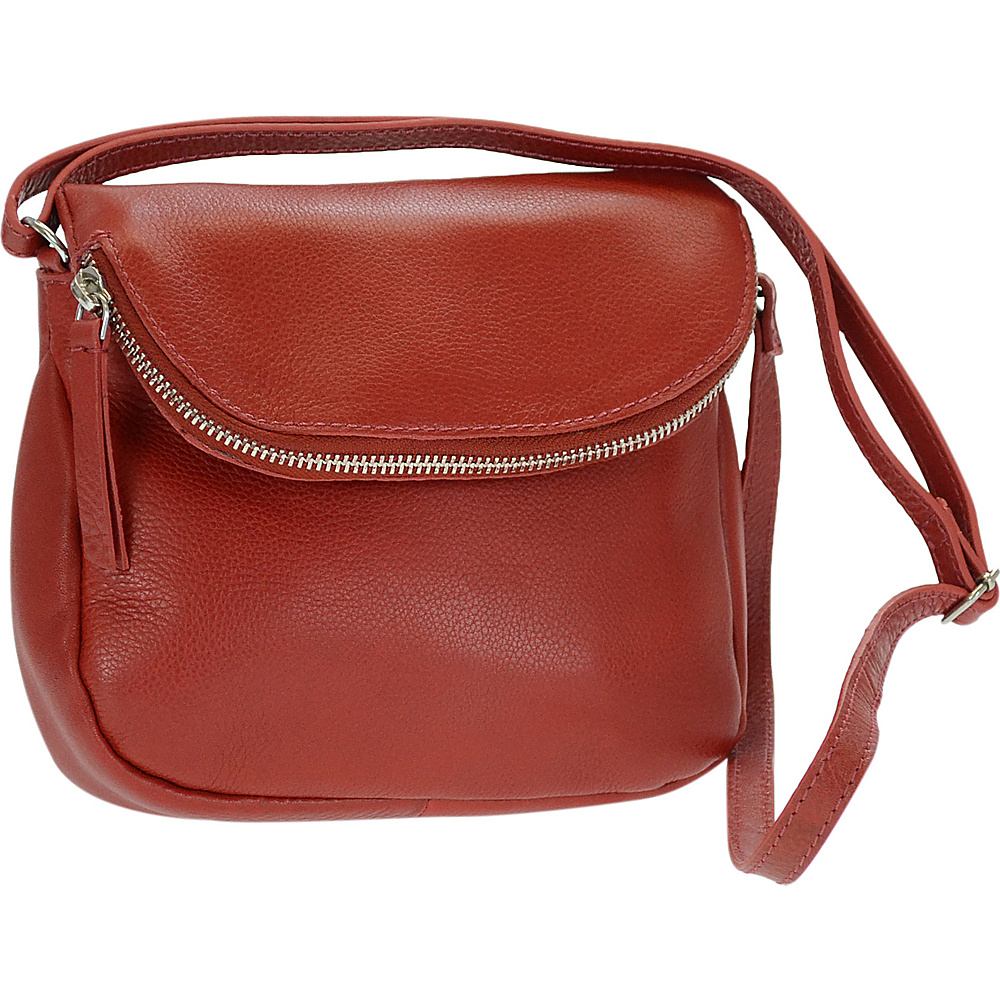 R R Collections Genuine Leather Flapover Crossbody RED R R Collections Leather Handbags