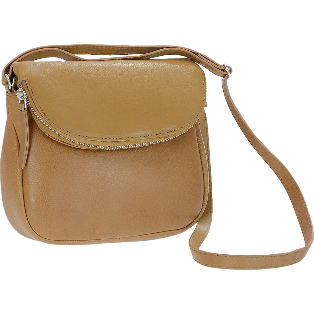 R R Collections Genuine Leather Flapover Crossbody TAN R R Collections Leather Handbags