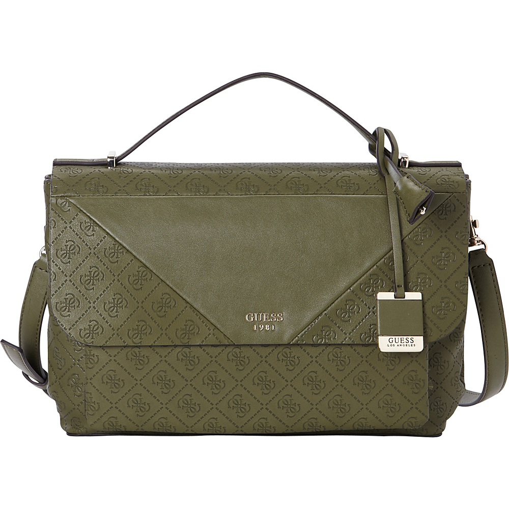 GUESS Cammie Top Handle Flap Olive GUESS Manmade Handbags