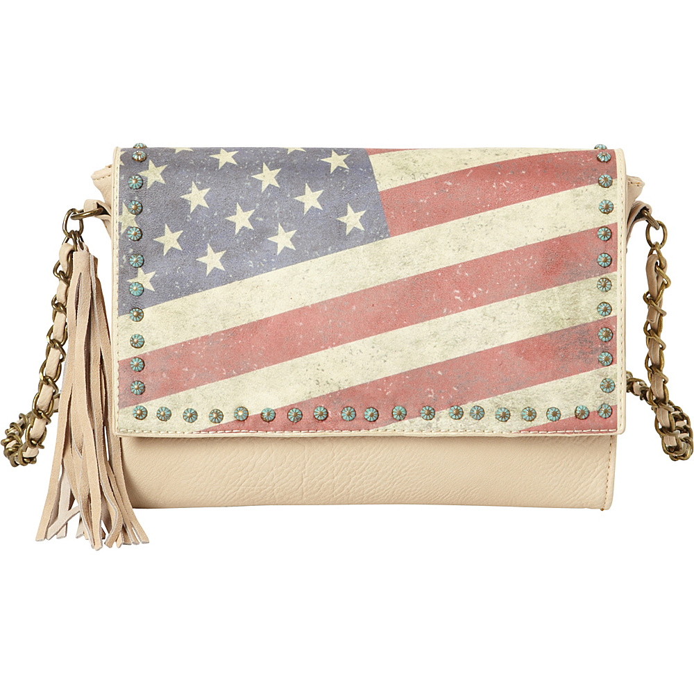 Montana West Vintage American Flag Shoulder Bag Beige Montana West Manmade Handbags