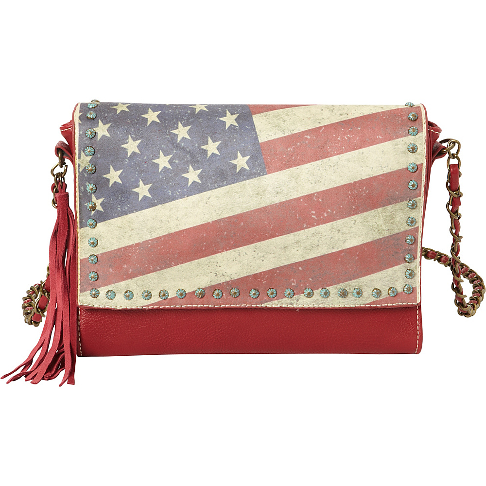Montana West Vintage American Flag Shoulder Bag Red Montana West Manmade Handbags