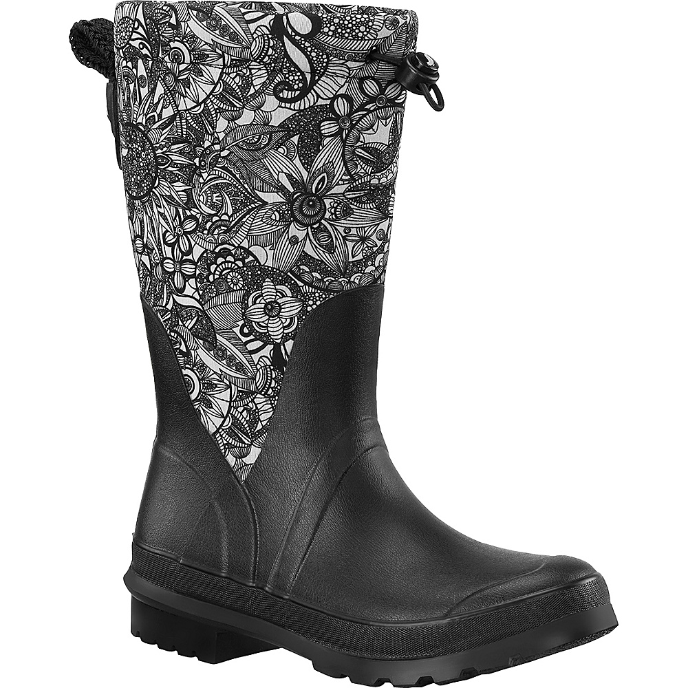 Sakroots Mezzo Tall Rain Boot 7 M Regular Medium Black and White Spirit De Sakroots Women s Footwear