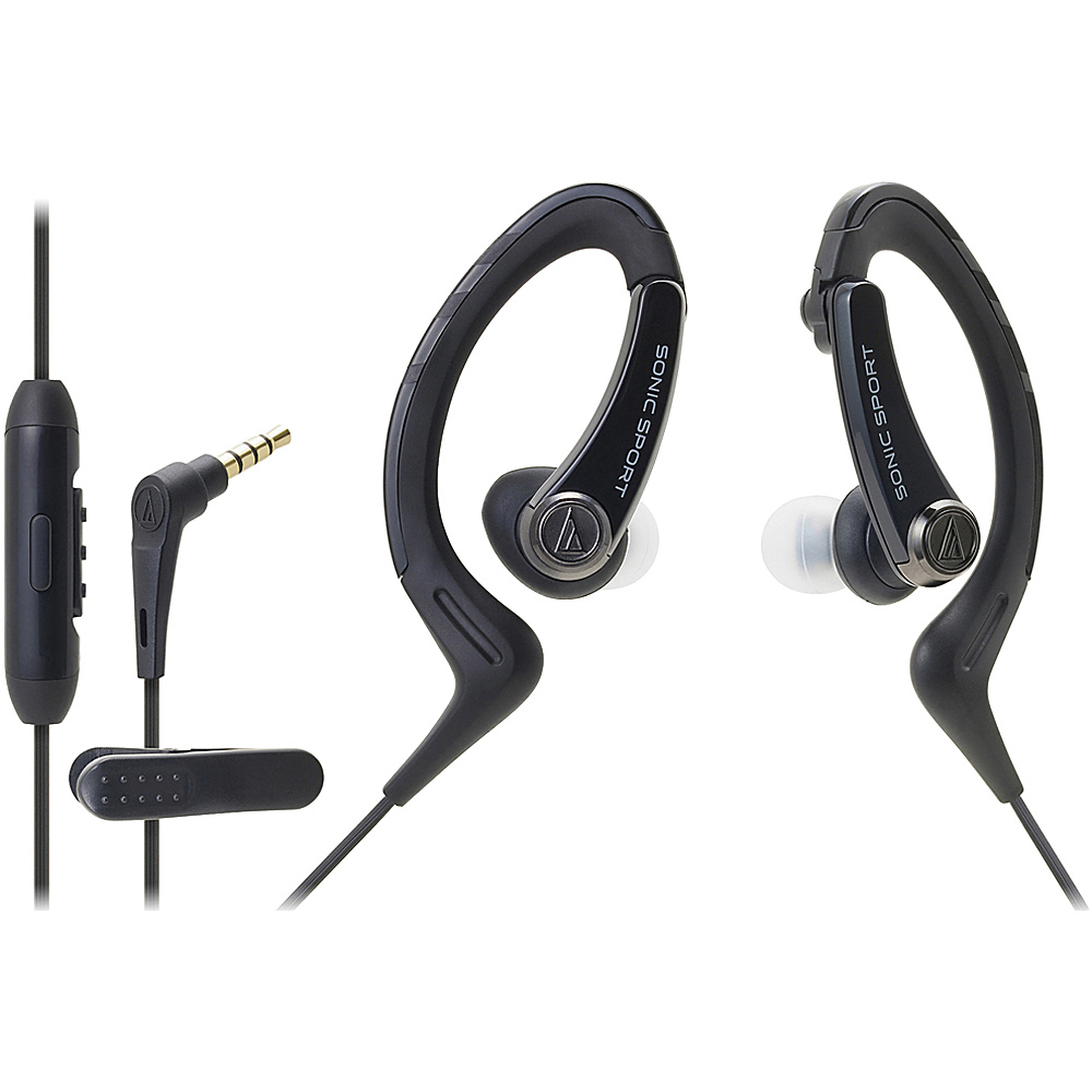 Audio Technica ATH SPORT1ISBK SonicSport In ear Headphones Black Audio Technica Headphones Speakers