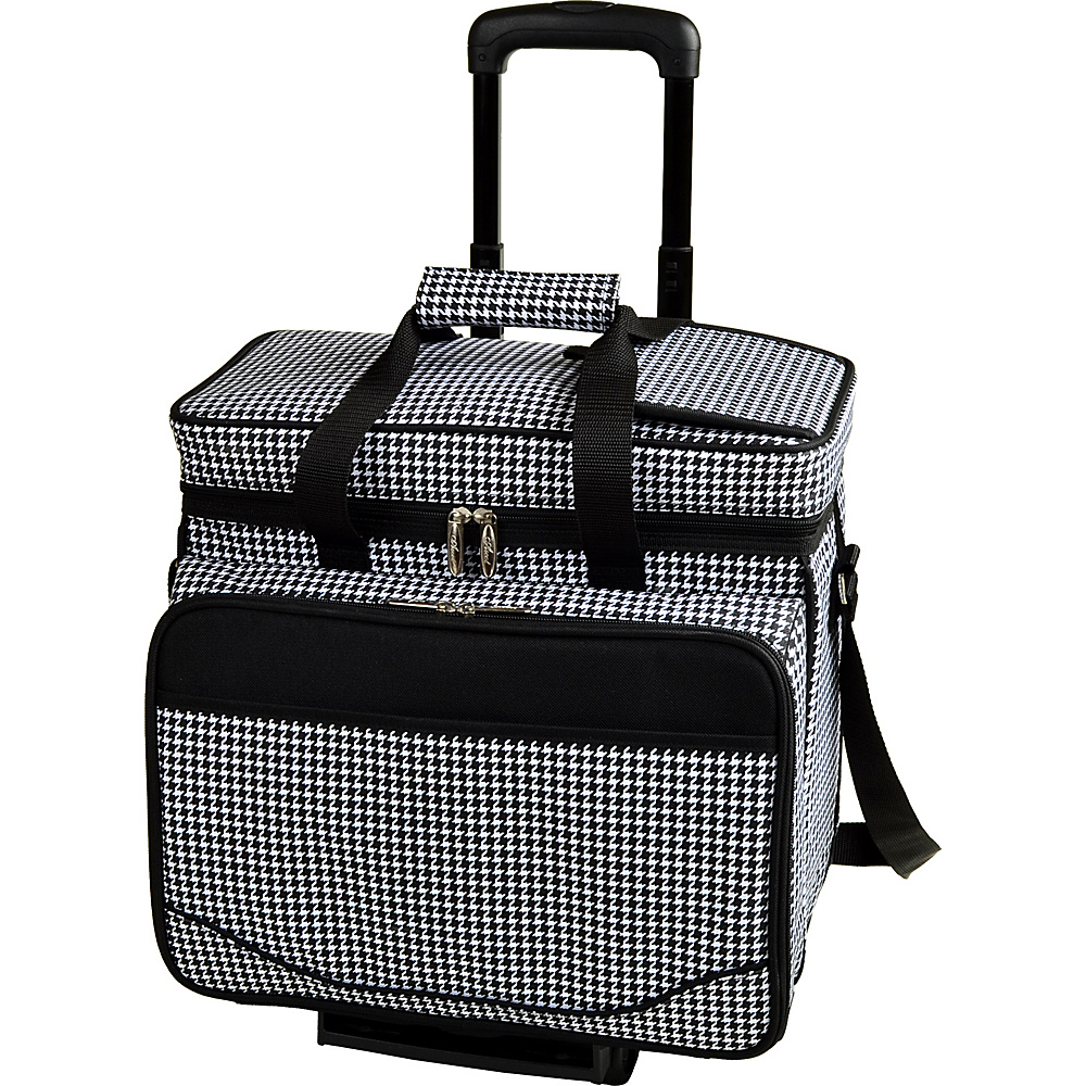 Picnic at Ascot Equipped Picnic Cooler with Service for 4 on Wheels Houndstooth Picnic at Ascot Outdoor Coolers
