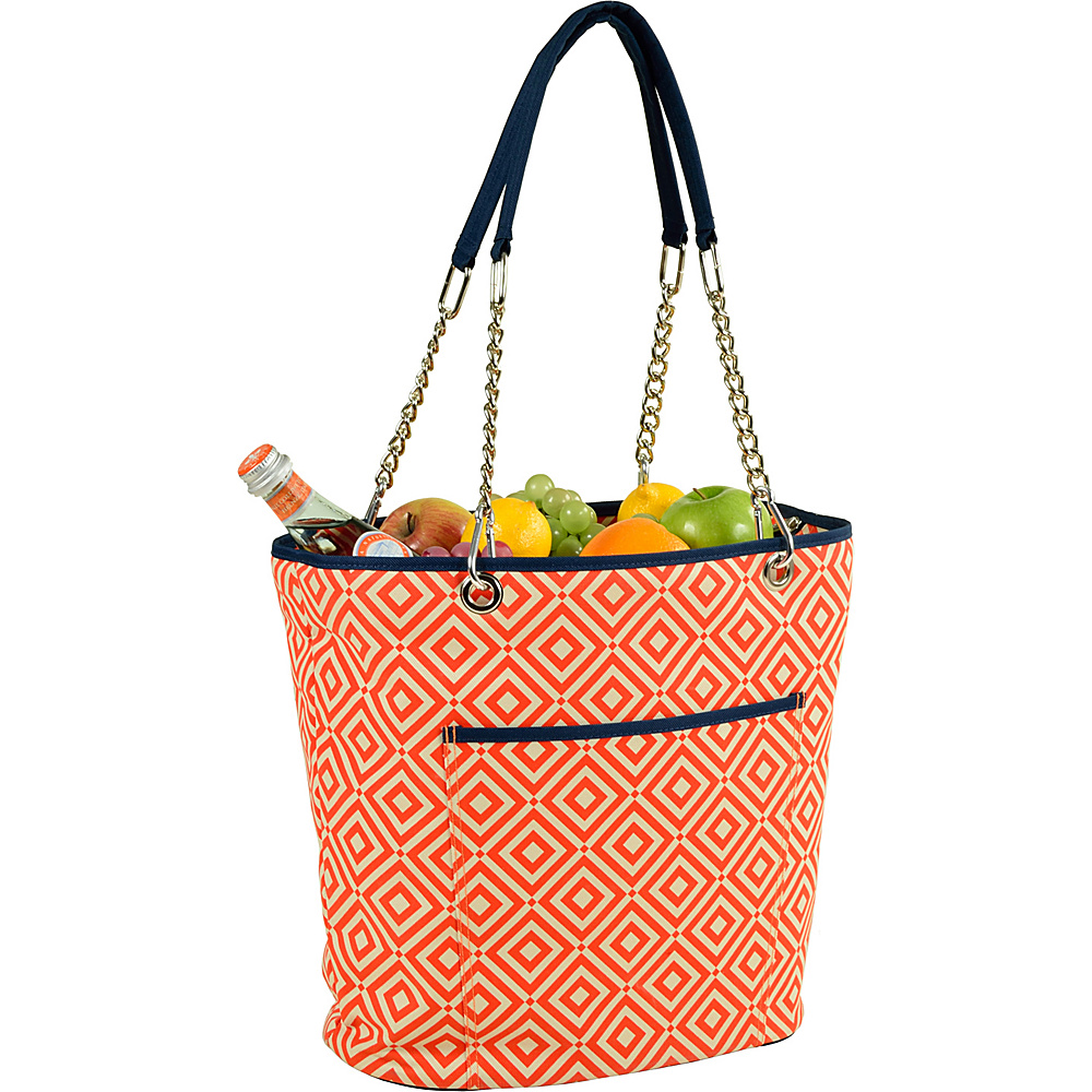 Picnic at Ascot Insulated Fashion Cooler Bag 22 Can Tote Orange Navy Picnic at Ascot Outdoor Coolers