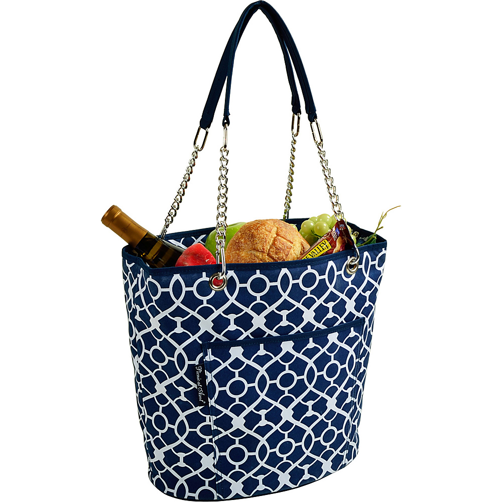 Picnic at Ascot Insulated Fashion Cooler Bag 22 Can Tote Trellis Blue Picnic at Ascot Outdoor Coolers