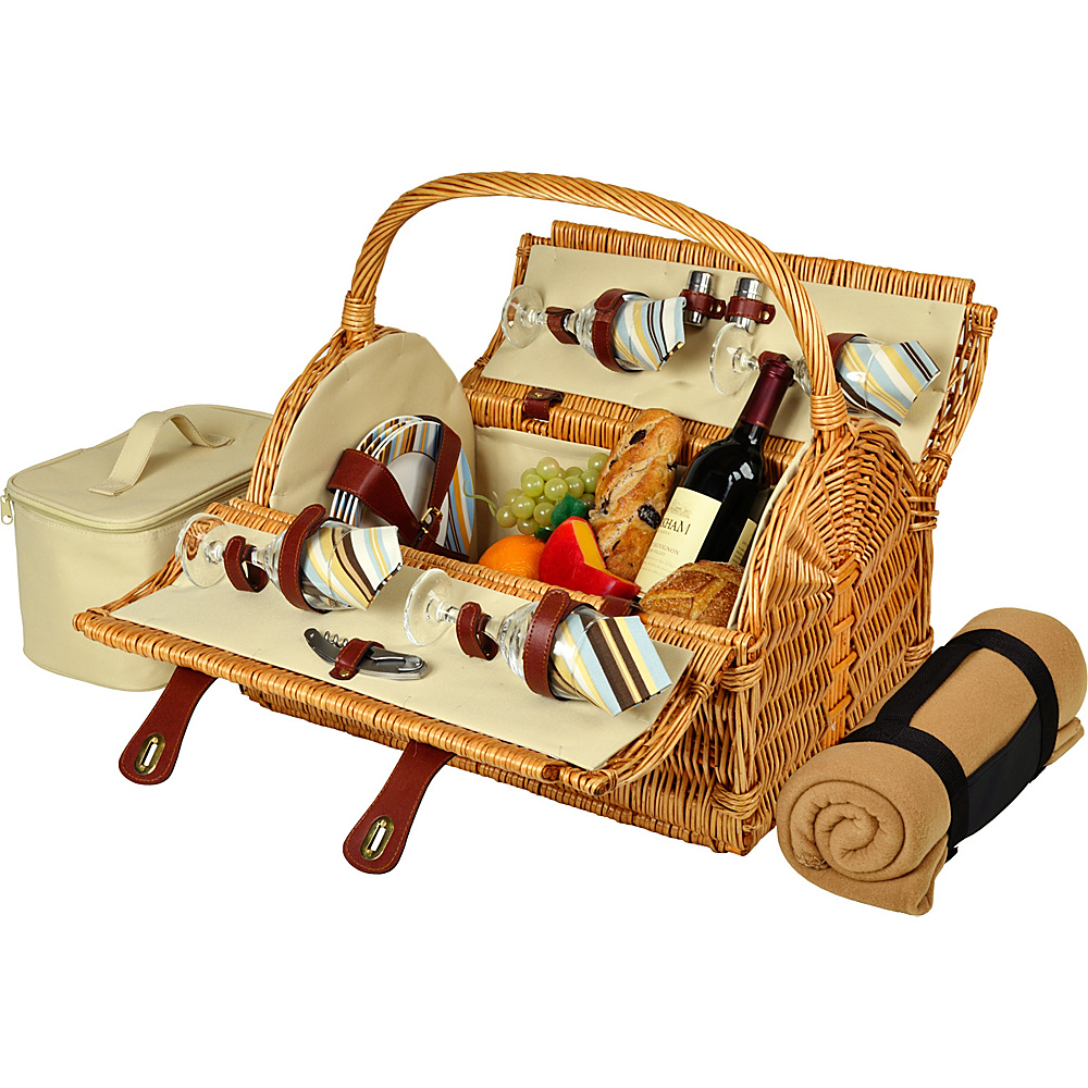 Picnic at Ascot Yorkshire Willow Picnic Basket with Service for 4 with Blanket Wicker w Santa Cruz Picnic at Ascot Outdoor Accessories