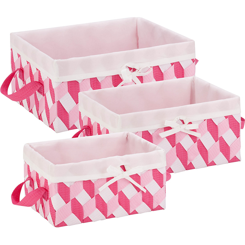 Honey Can Do 3 Piece Twisted Tote Set Pink White Honey Can Do All Purpose Totes