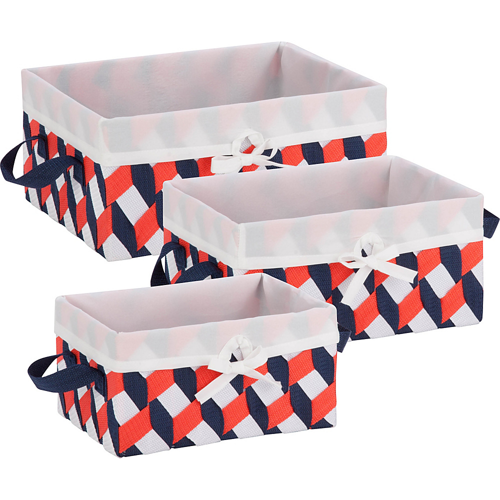 Honey Can Do 3 Piece Twisted Tote Set Navy Orange Honey Can Do All Purpose Totes