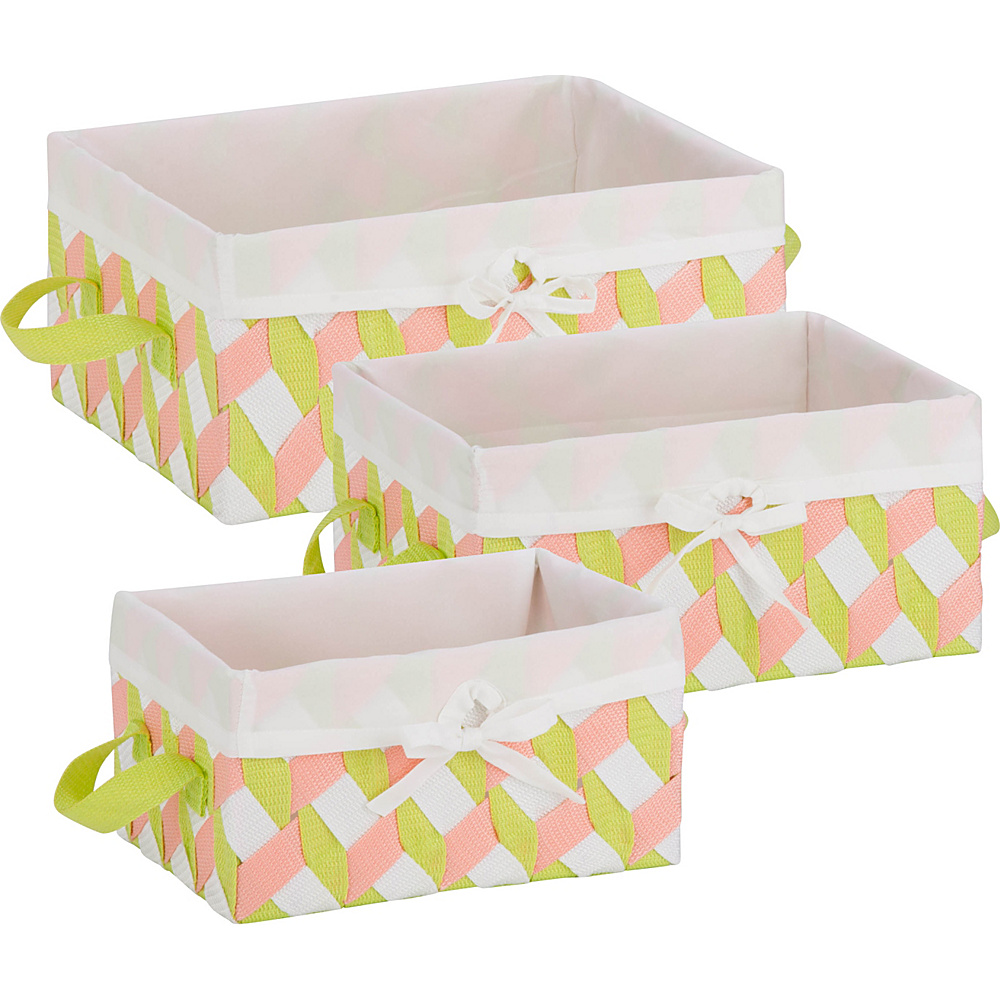 Honey Can Do 3 Piece Twisted Tote Set Pink Green Honey Can Do All Purpose Totes