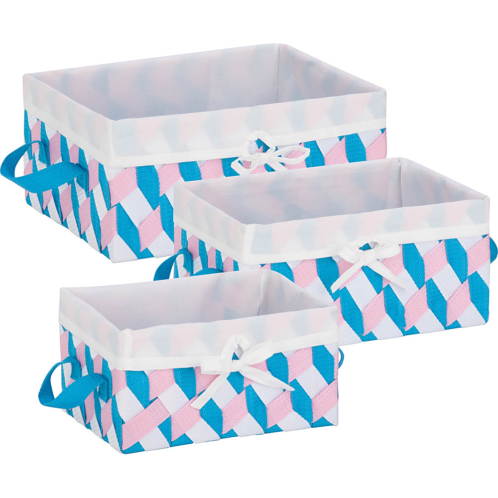 Honey Can Do 3 Piece Twisted Tote Set Pink Blue Honey Can Do All Purpose Totes