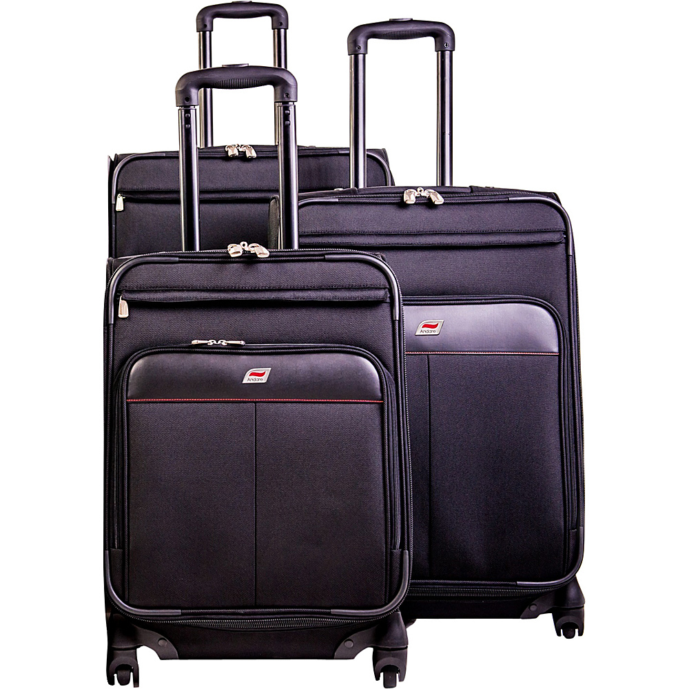 Andare Milan 8 Wheel Spinner Upright 3 Piece Luggage Set Black Andare Luggage Sets