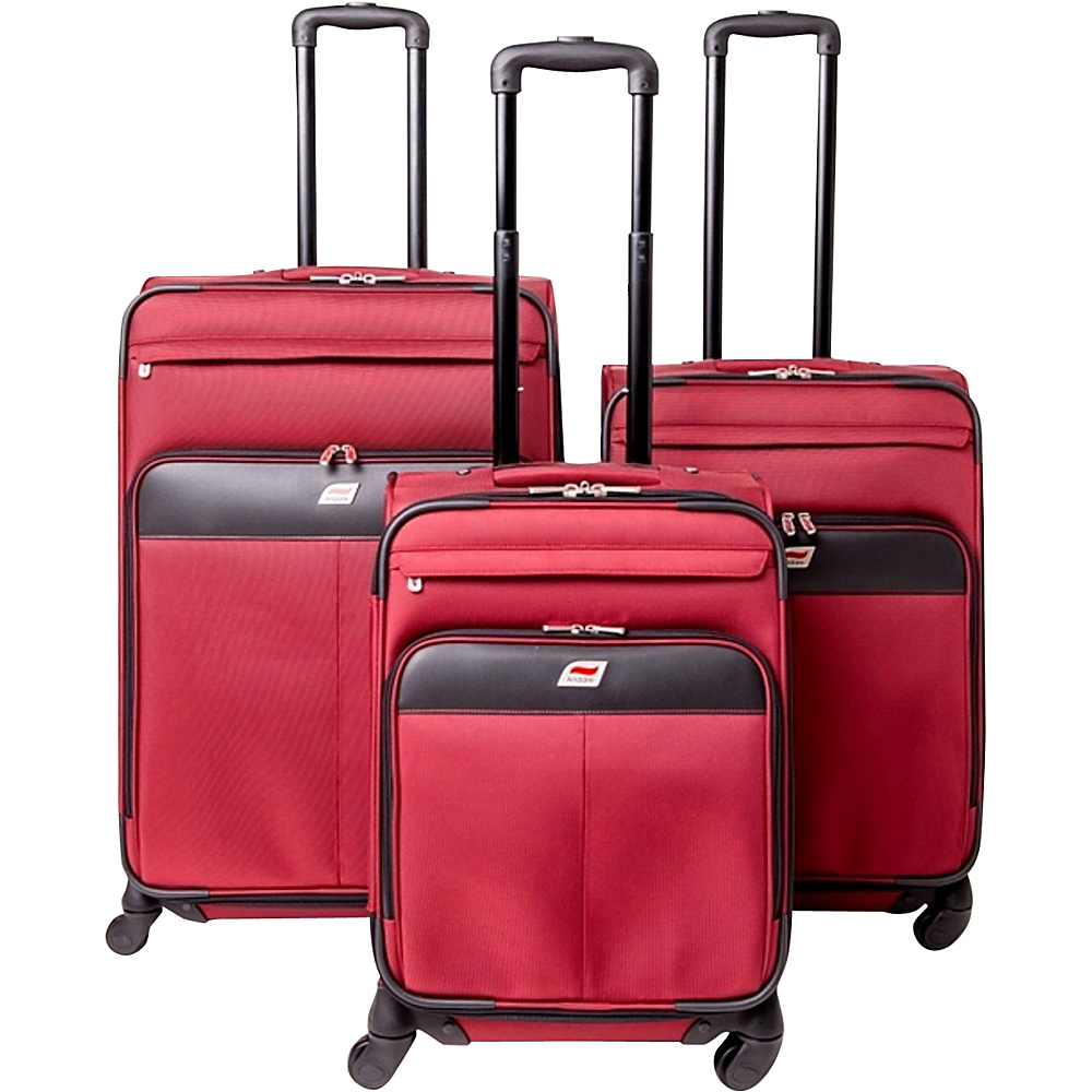 Andare Milan 8 Wheel Spinner Upright 3 Piece Luggage Set Burgundy Andare Luggage Sets