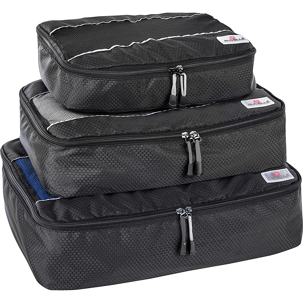 Suvelle 3 Piece Set of Luggage Organizer Packing Cubes Black Suvelle Travel Organizers