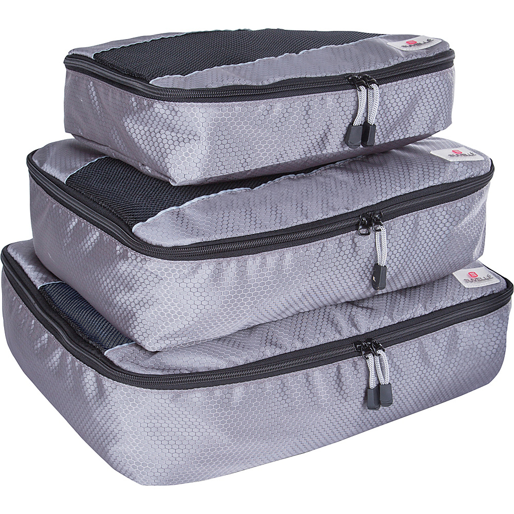 Suvelle 3 Piece Set of Luggage Organizer Packing Cubes Grey Suvelle Travel Organizers