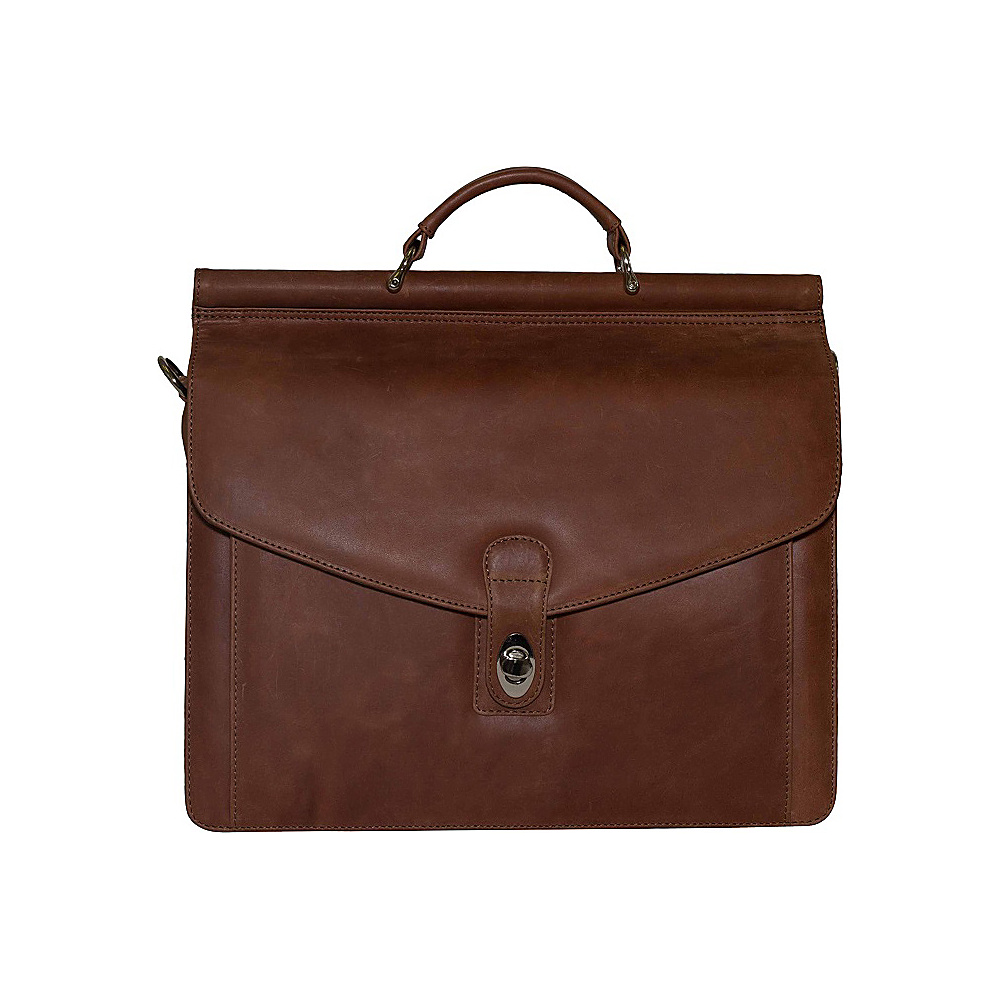 Vicenzo Leather Rushmore Full Grain Leather Briefcase Brown Vicenzo Leather Messenger Bags