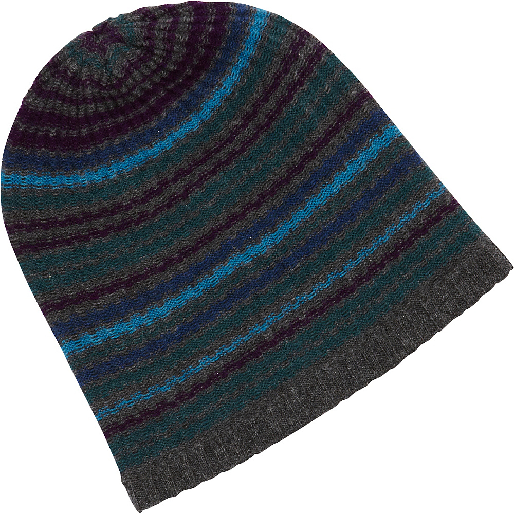 Kinross Cashmere Drop Needle Rib Stripe Hat Charcoal Multi Kinross Cashmere Hats Gloves Scarves