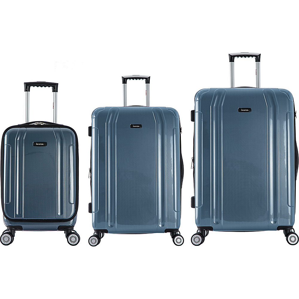 inUSA SouthWorld 3 Piece Hardside Spinner Luggage Set Blue Carbon inUSA Luggage Sets