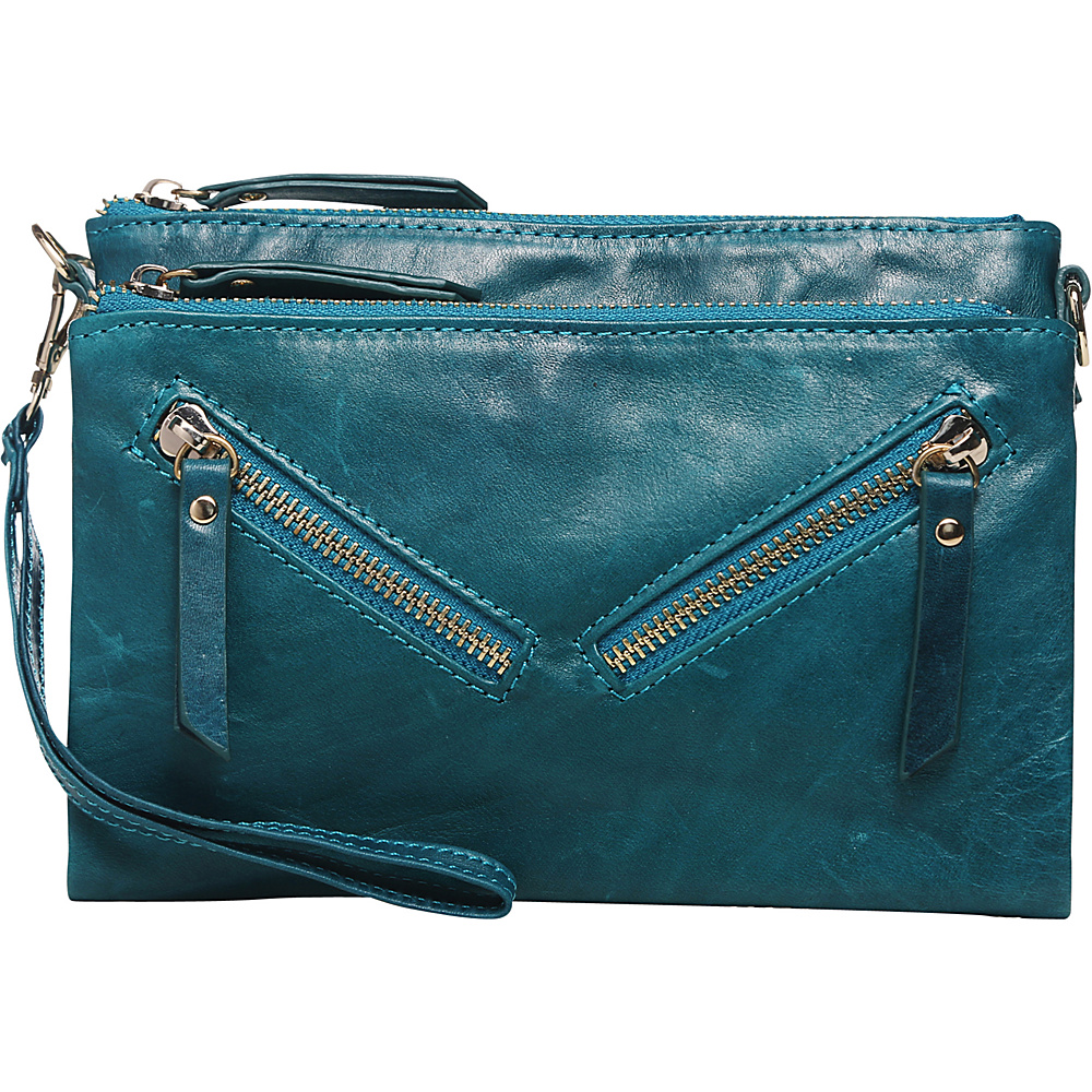 Vicenzo Leather Juno Leather Crossbody Clutch Turquoise Vicenzo Leather Leather Handbags