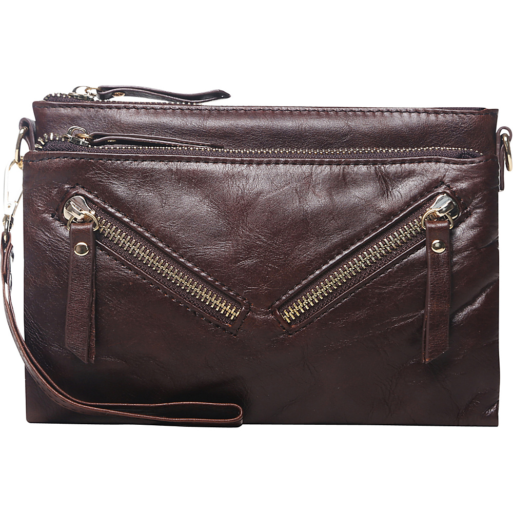 Vicenzo Leather Juno Leather Crossbody Clutch Brown Vicenzo Leather Leather Handbags