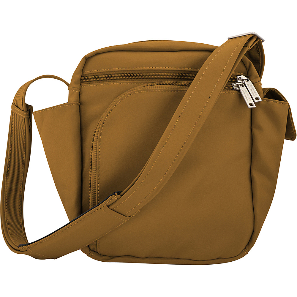 BeSafe by DayMakers Anti Theft 7 Pocket Messenger with Organizer Soft Bottom Camel BeSafe by DayMakers Fabric Handbags