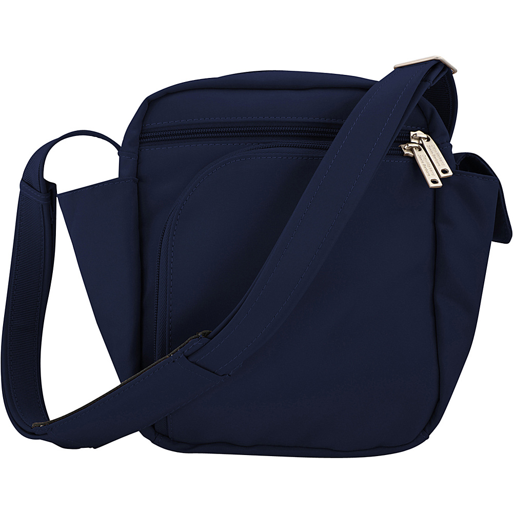 BeSafe by DayMakers Anti Theft 7 Pocket Messenger with Organizer Soft Bottom Navy BeSafe by DayMakers Fabric Handbags