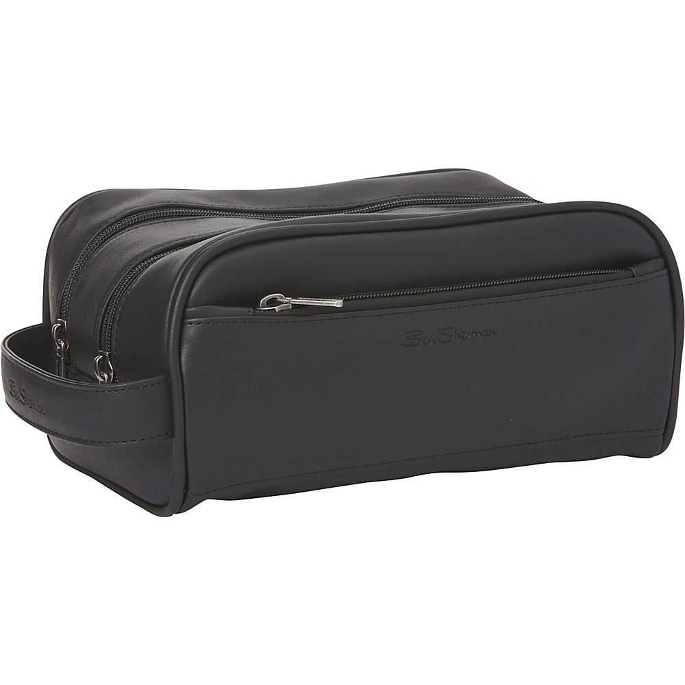 Ben Sherman Luggage Mayfair Collection Double Compartment Top Zip Travel Kit Black Ben Sherman Luggage Toiletry Kits