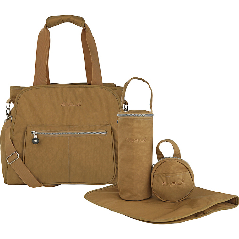Suvelle RFID Travel Diaper Bag Beige Brown Suvelle Diaper Bags Accessories