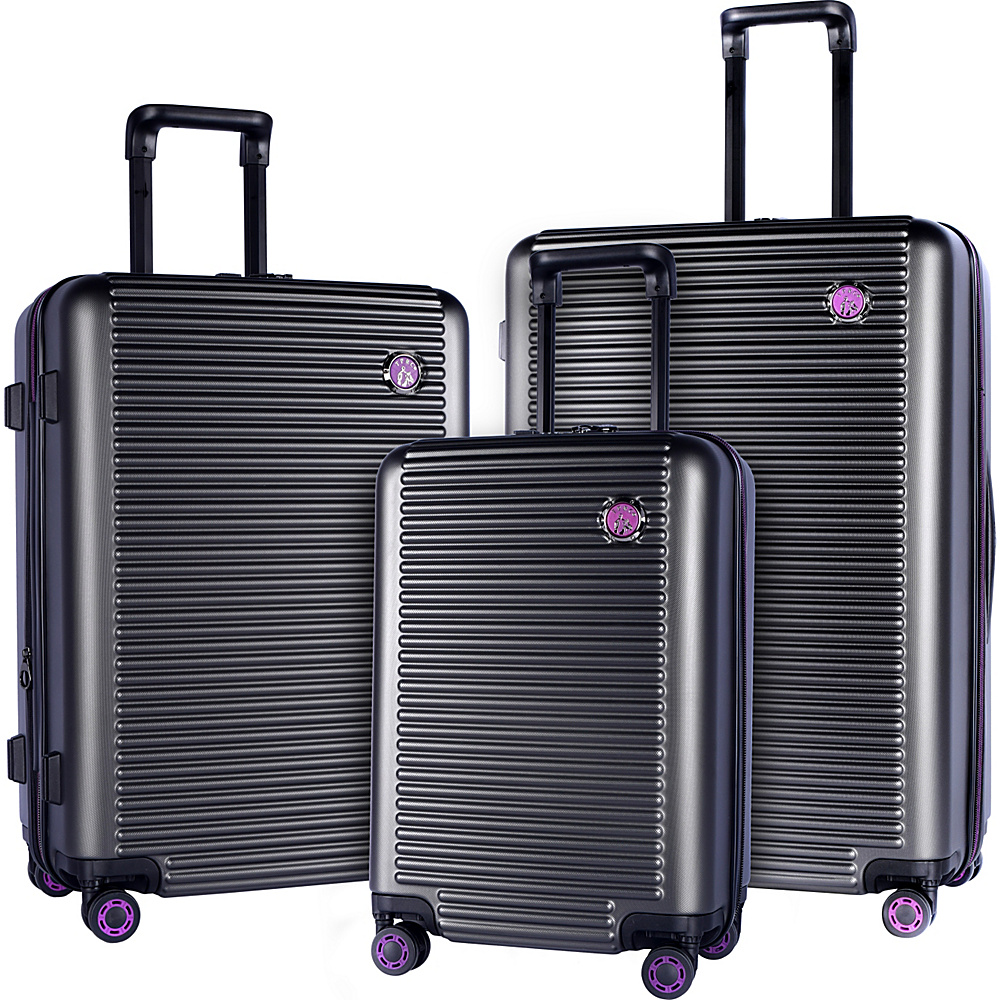 Travelers Club Luggage Beijing 3pc Expandable Hardside Spinner Luggage Black Purple Travelers Club Luggage Luggage Sets