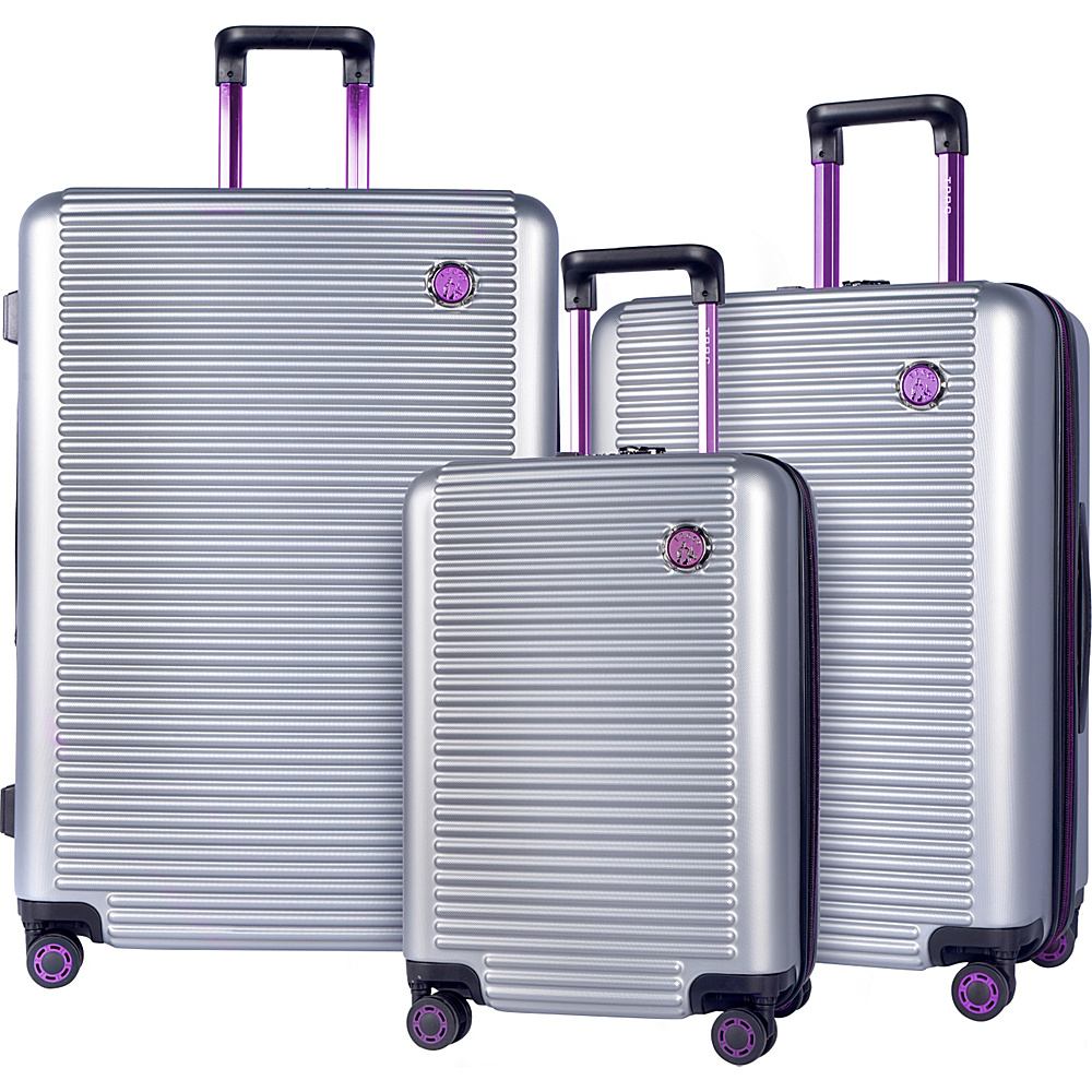 Travelers Club Luggage Beijing 3pc Expandable Hardside Spinner Luggage Silver Purple Travelers Club Luggage Luggage Sets