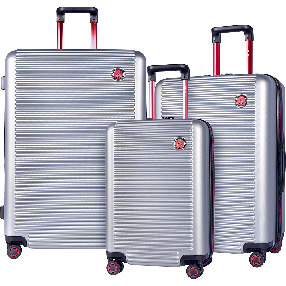 Travelers Club Luggage Beijing 3pc Expandable Hardside Spinner Luggage Silver Red Travelers Club Luggage Luggage Sets
