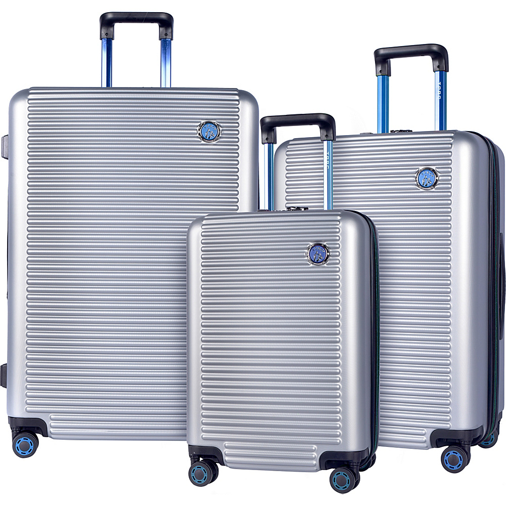 Travelers Club Luggage Beijing 3pc Expandable Hardside Spinner Luggage Silver Blue Travelers Club Luggage Luggage Sets