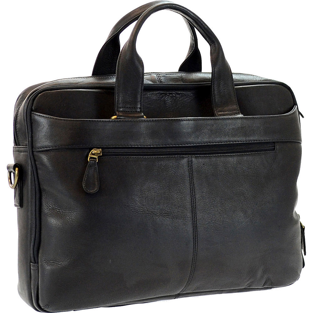 R R Collections Genuine Leather Briefcase with Laptop Sleeve Black R R Collections Non Wheeled Business Cases