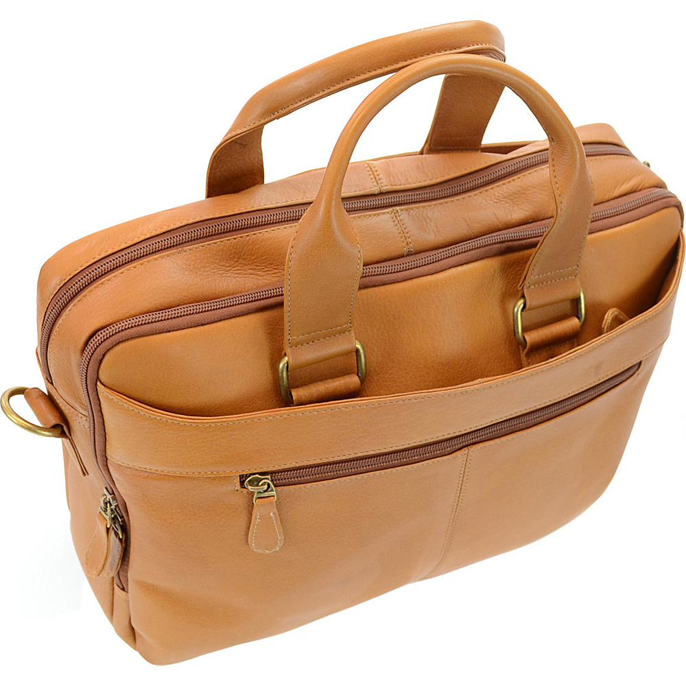 R R Collections Genuine Leather Briefcase with Laptop Sleeve TAN R R Collections Non Wheeled Business Cases