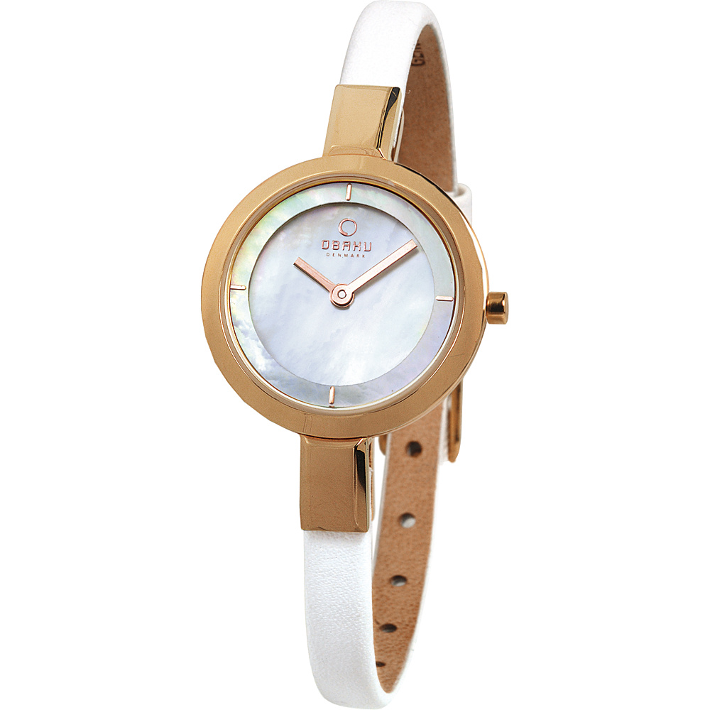 Obaku Watches Womens Mother of Peal Leather Watch White Rose Gold Obaku Watches Watches