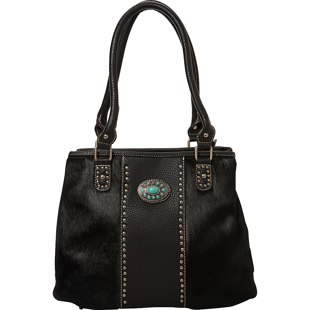 Montana West Hair On Collection with Turquoise Concho Black Montana West Manmade Handbags