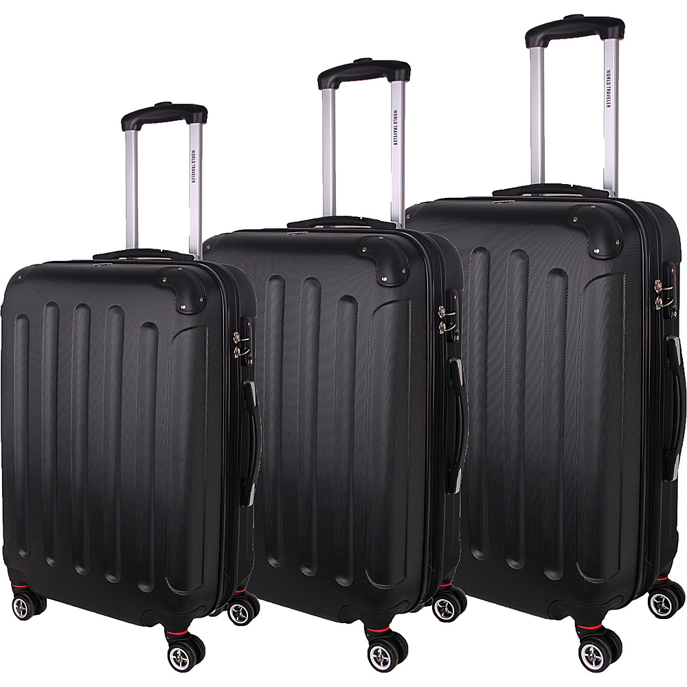 World Traveler Milan 3 Piece Hardside Spinner Luggage Set Black World Traveler Luggage Sets