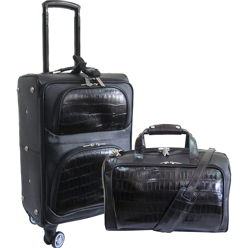 AmeriLeather 2 Piece Spinner Traveler Set Black Two Tone AmeriLeather Luggage Sets