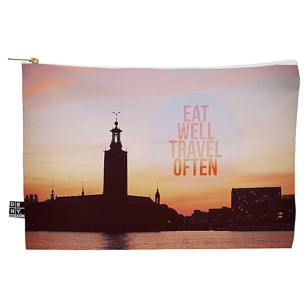 DENY Designs Flat Pouch Happee Monkee Eat Well Travel Often DENY Designs Luggage Accessories