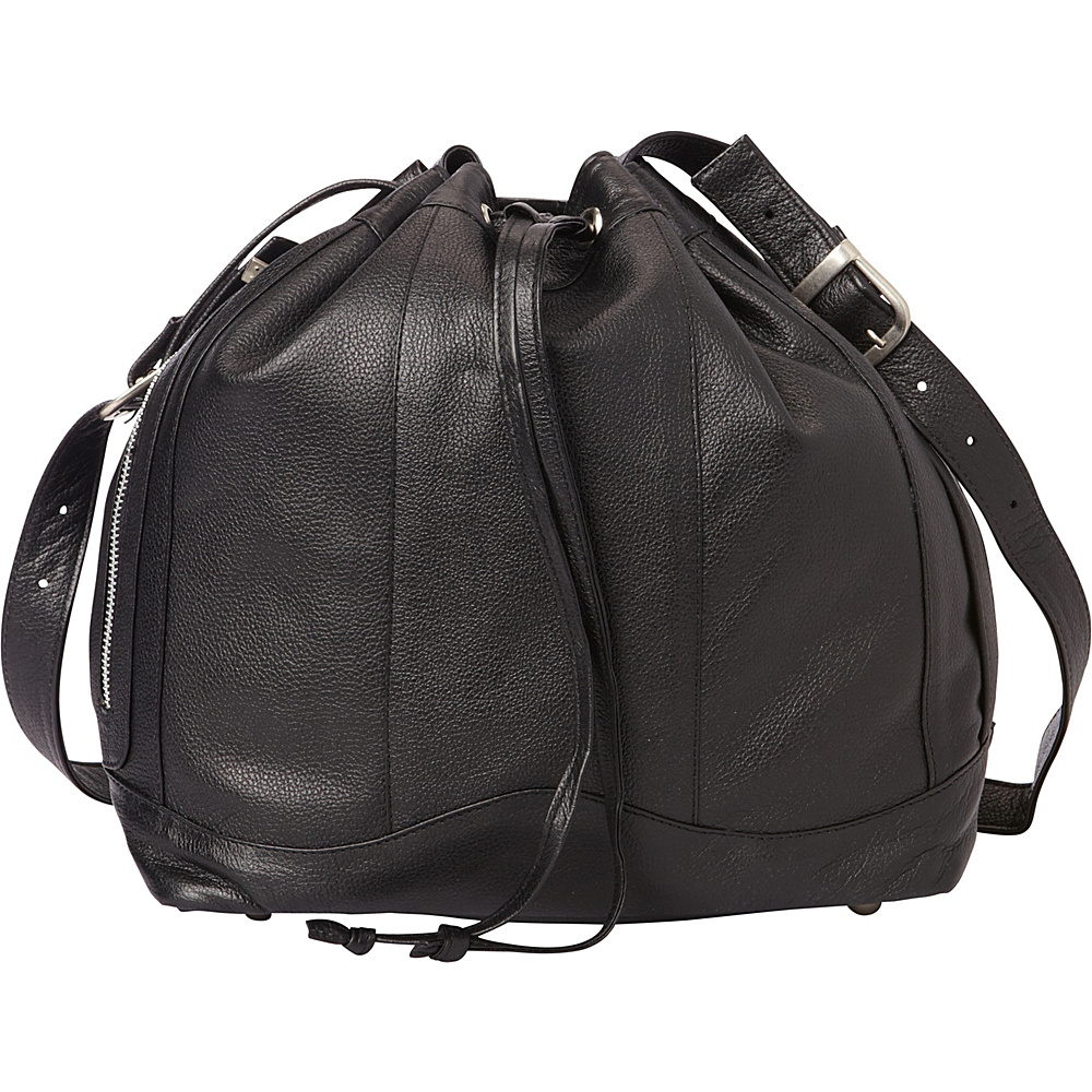 Piel Leather Drawstring Bag Black Piel Leather Handbags