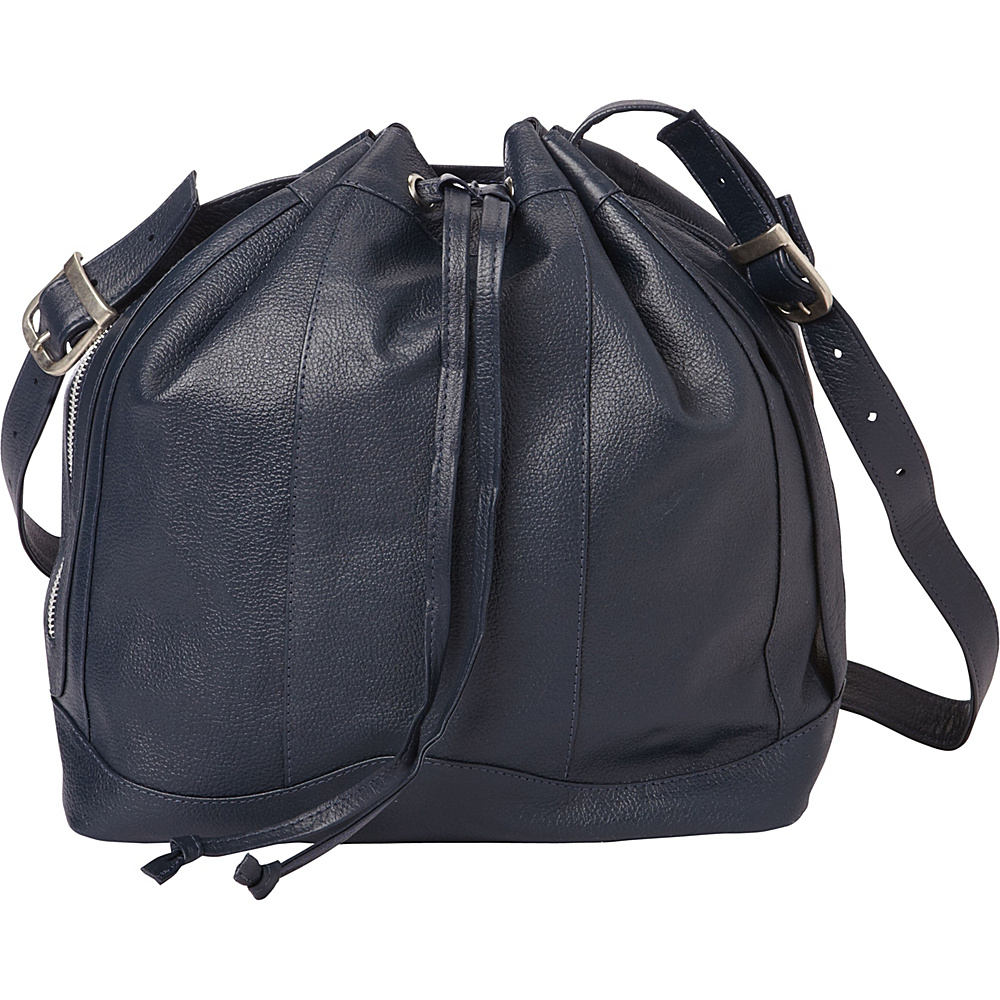 Piel Leather Drawstring Bag Navy Piel Leather Handbags