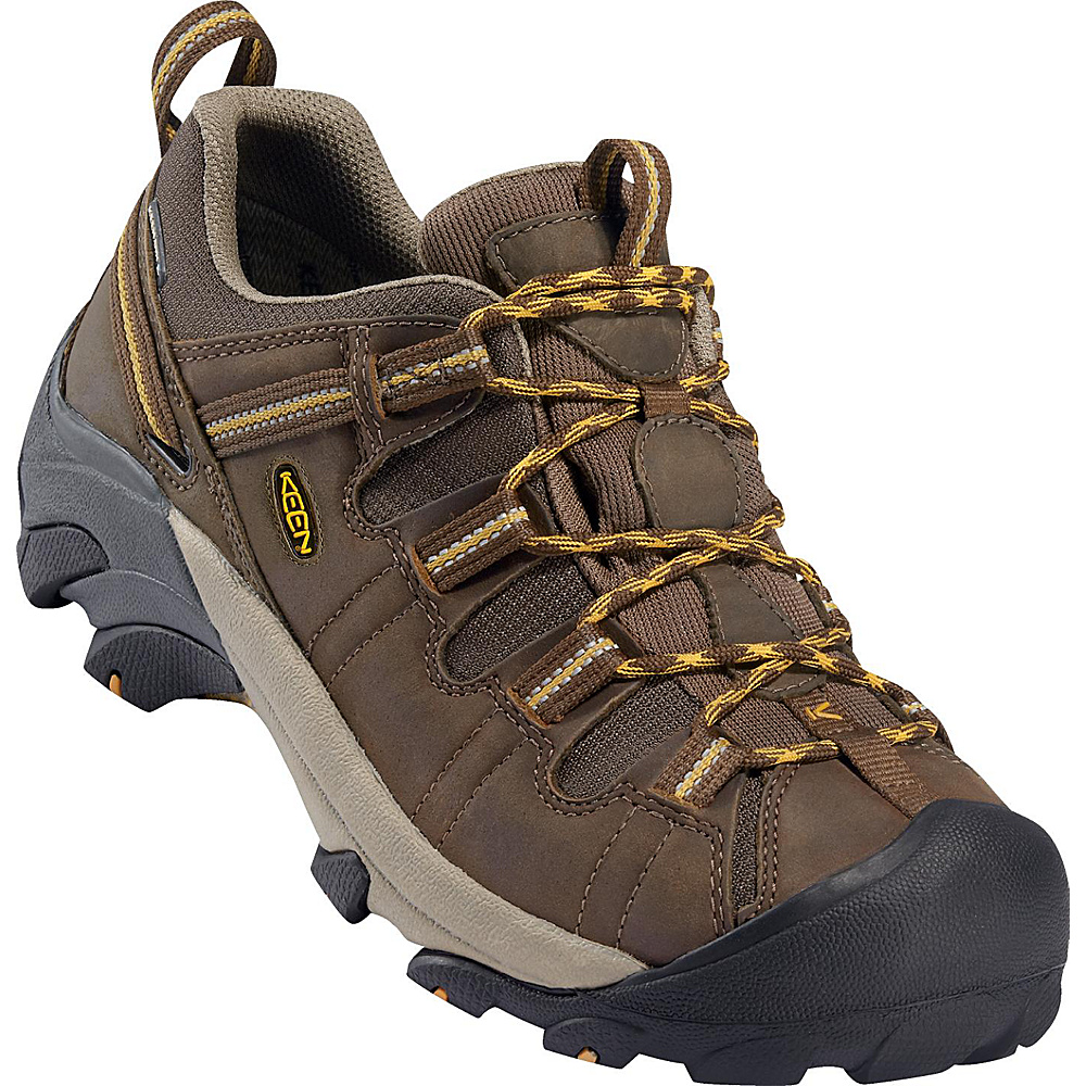 KEEN Mens Targhee II Waterproof Hiking Shoe 8 W Wide Cascade Brown Golden Yellow KEEN Men s Footwear