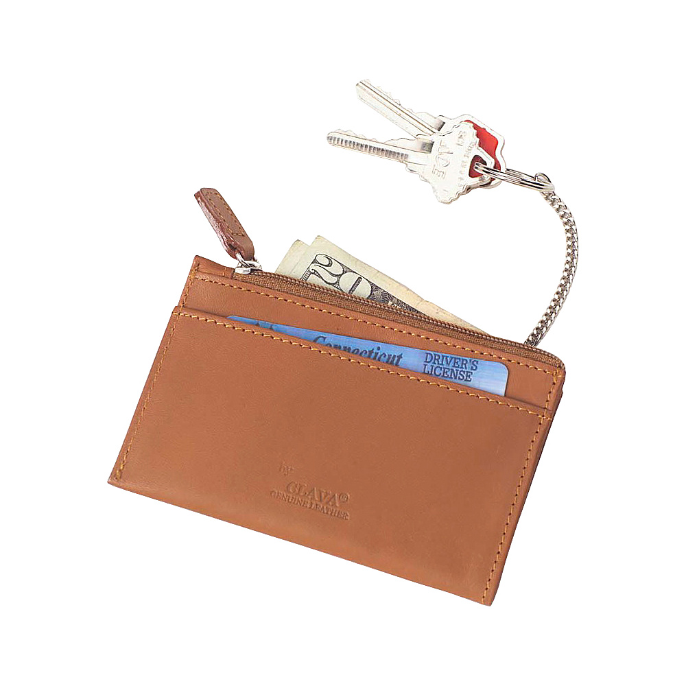 Clava Zip Wallet with Key Chain Bridle Tan