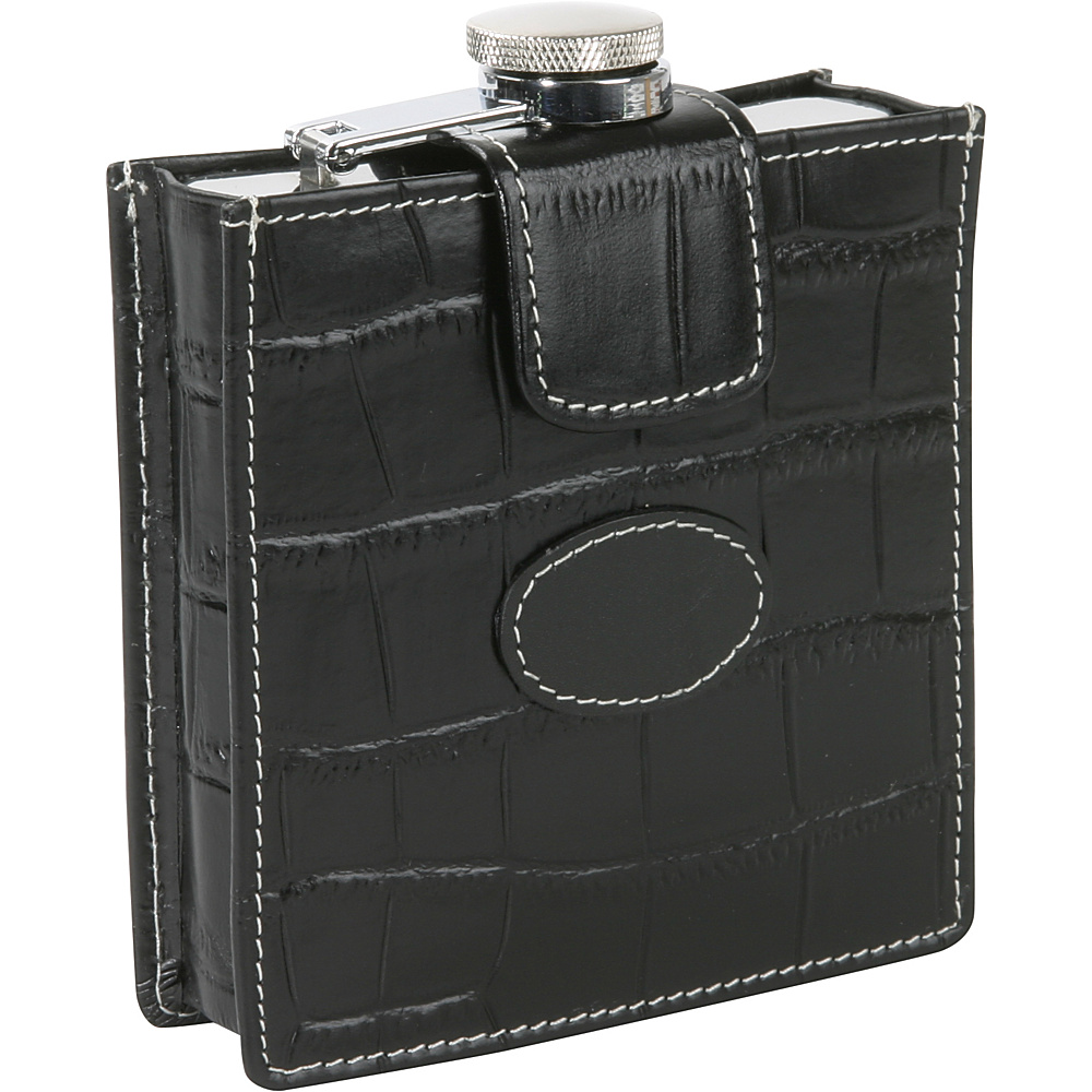 Royce Leather Flask w Removable Croco Cover and Patch