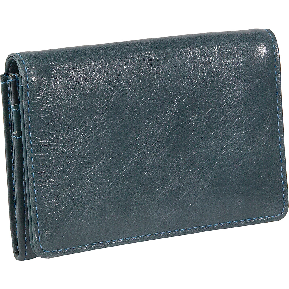 Budd Leather Distressed Leather Credit Card Case Blue